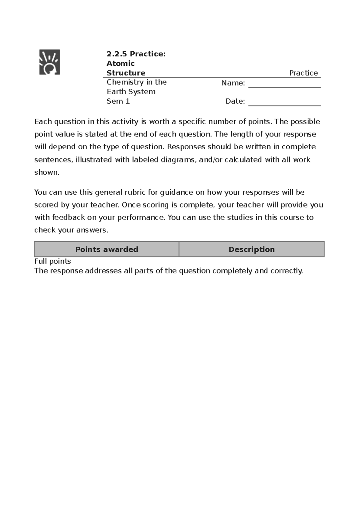 2.2.5 Practice - Atomic Structure (Practice) - 2.2 Practice: Atomic ...