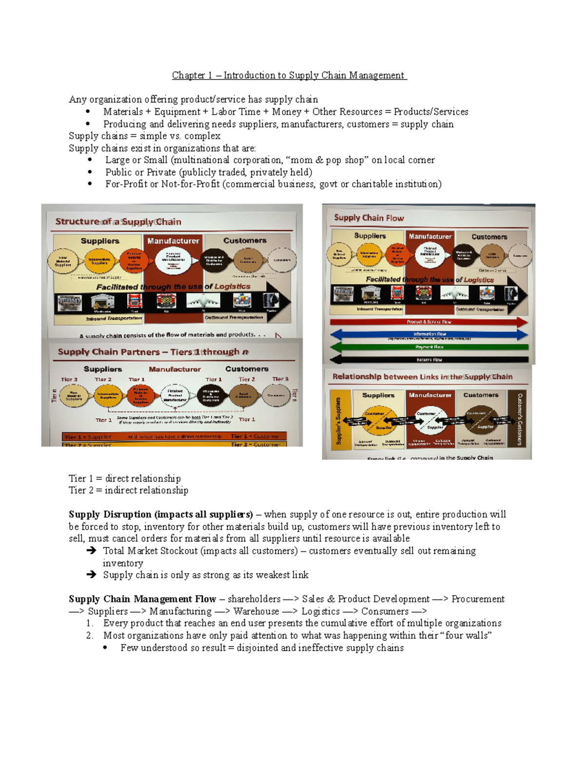 Chapter 1 - Chapter 1 – Introduction To Supply Chain Management Any ...