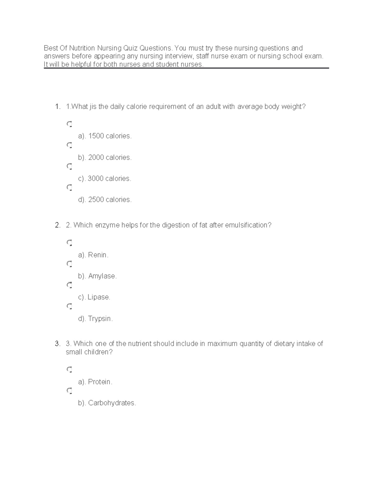 Practice Questions - Best Of Nutrition Nursing Quiz Questions. You Must ...