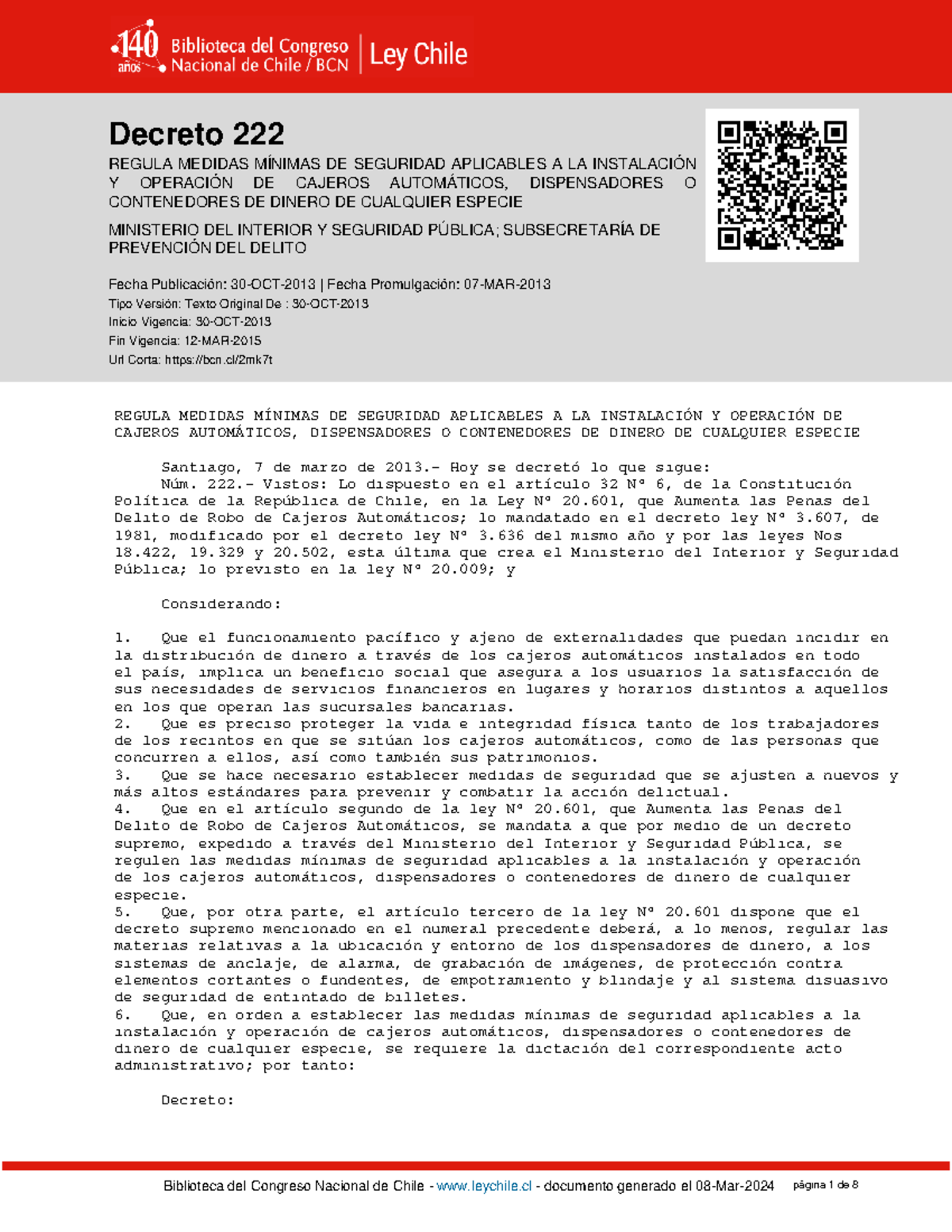 Decreto-222 30-OCT-2013 - Decreto 222 REGULA MEDIDAS MÍNIMAS DE ...