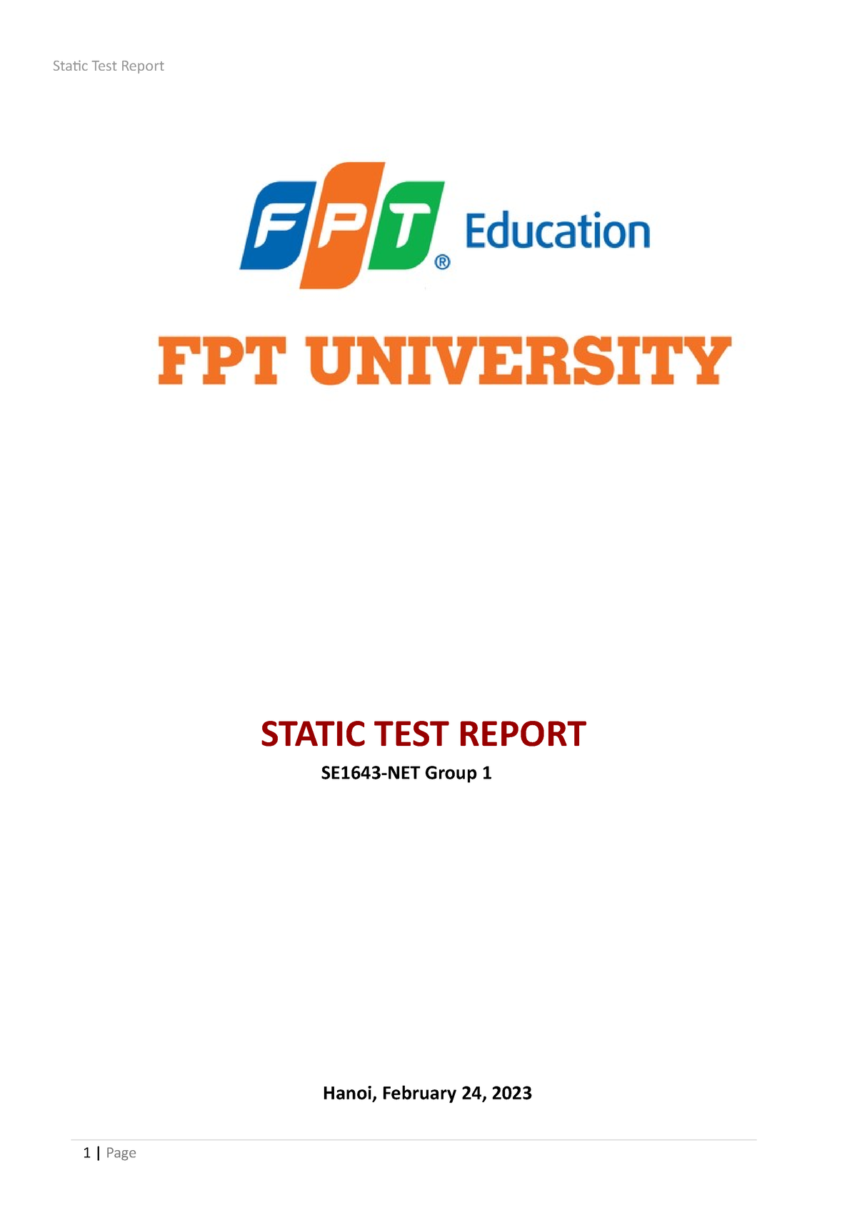 SWT301 Lab2 Group 1 - Asdasd - STATIC TEST REPORT SE1643-NET Group 1 ...