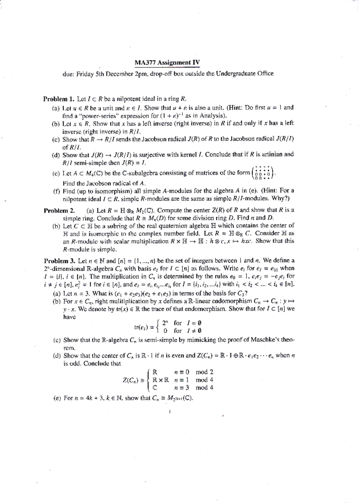 Rings And Modules Assignment Sheet 4 Studocu