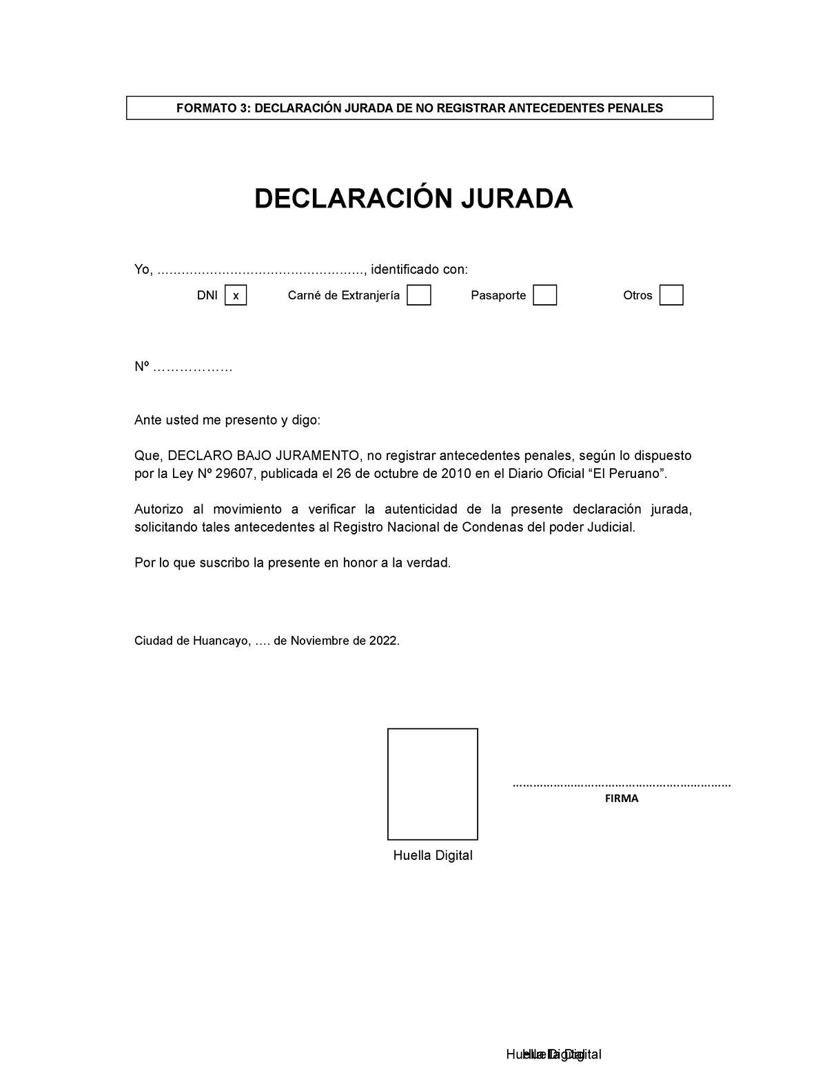 Formato 3 Ok Aaaaaaaaaaaaaaayuda Formato 3 DeclaraciÓn Jurada De