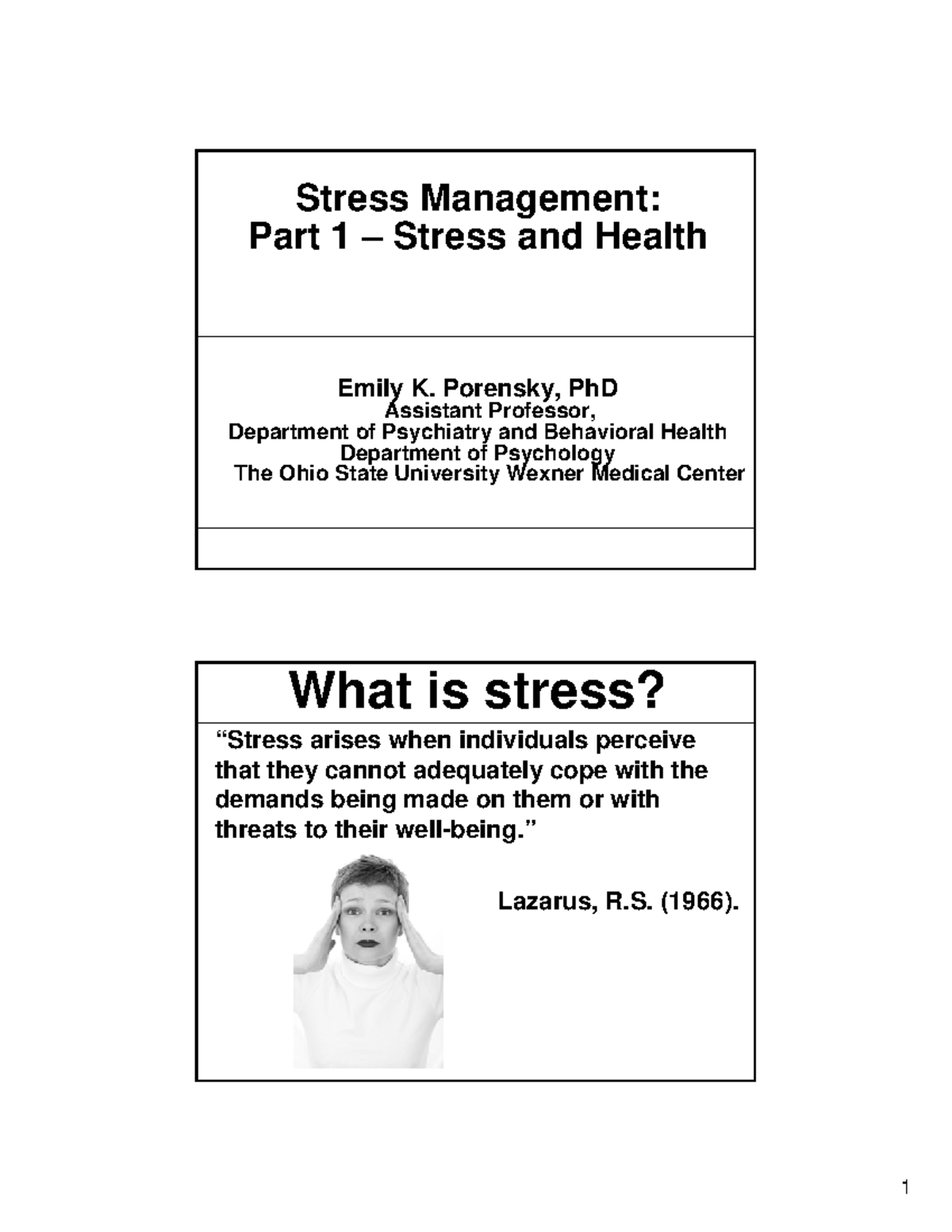 Upload 2 - Stress Related - Stress Management:Stress Management: Part 1 ...