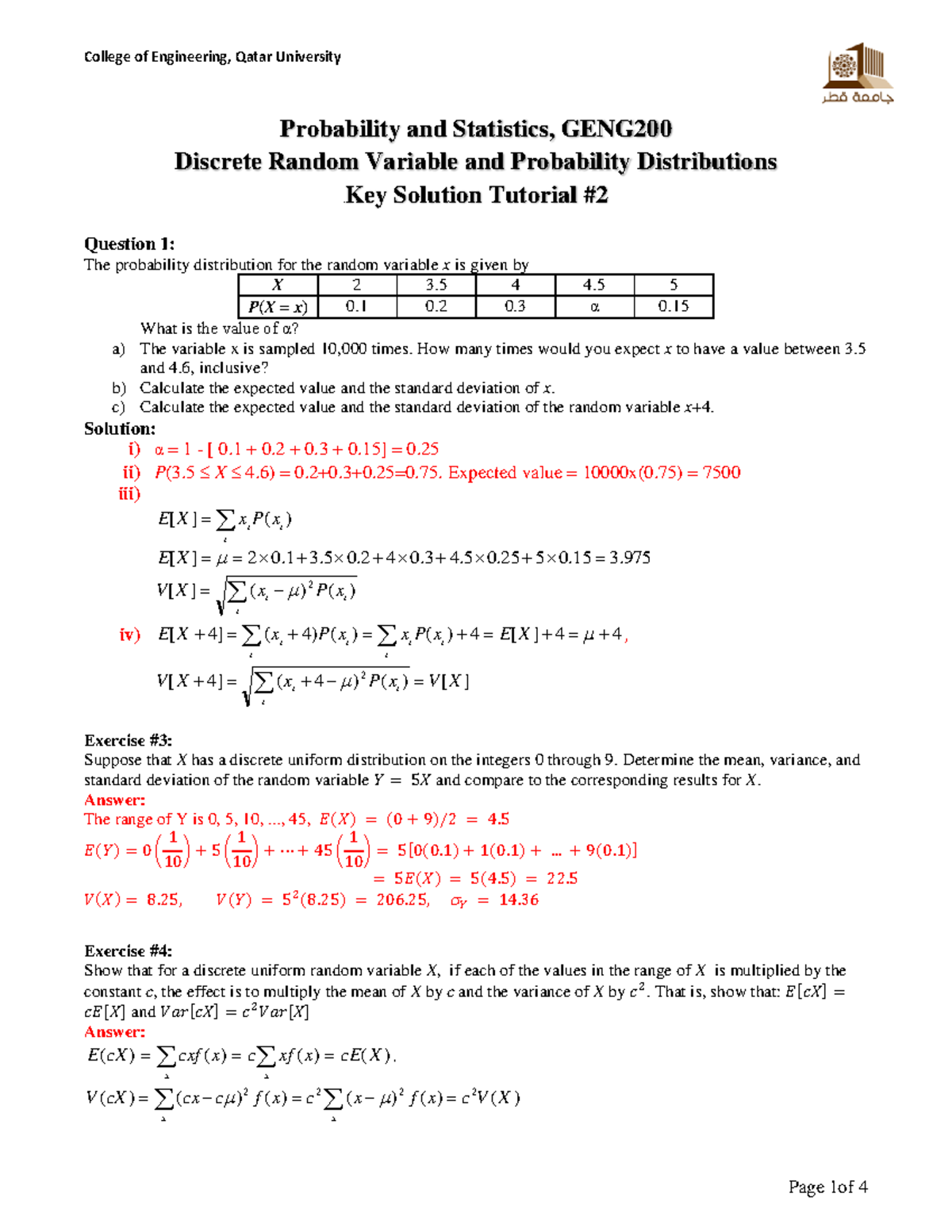 Fall 19 Tutorial 2 Chap 3 Solution Probability And Statistics Geng Discrete Random Variable And Probability Distributions Key Solution Tutorial Question The Studocu