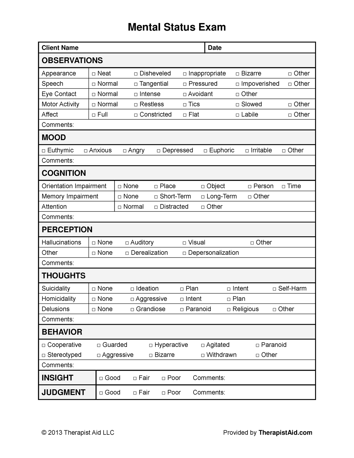 Mental-status-exam - A mental status examination template - Mental ...