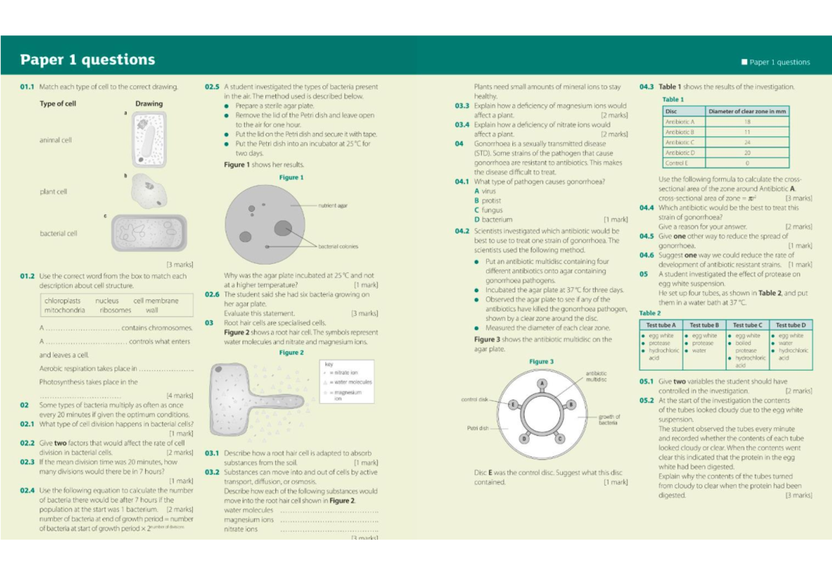 GCSE aqa biology paper 1 questions - Studocu