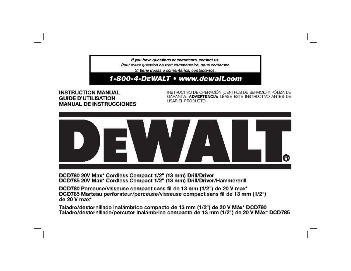 N381783 DCD780 - Instrumentos - INSTRUCTION MANUALGUIDE D ...