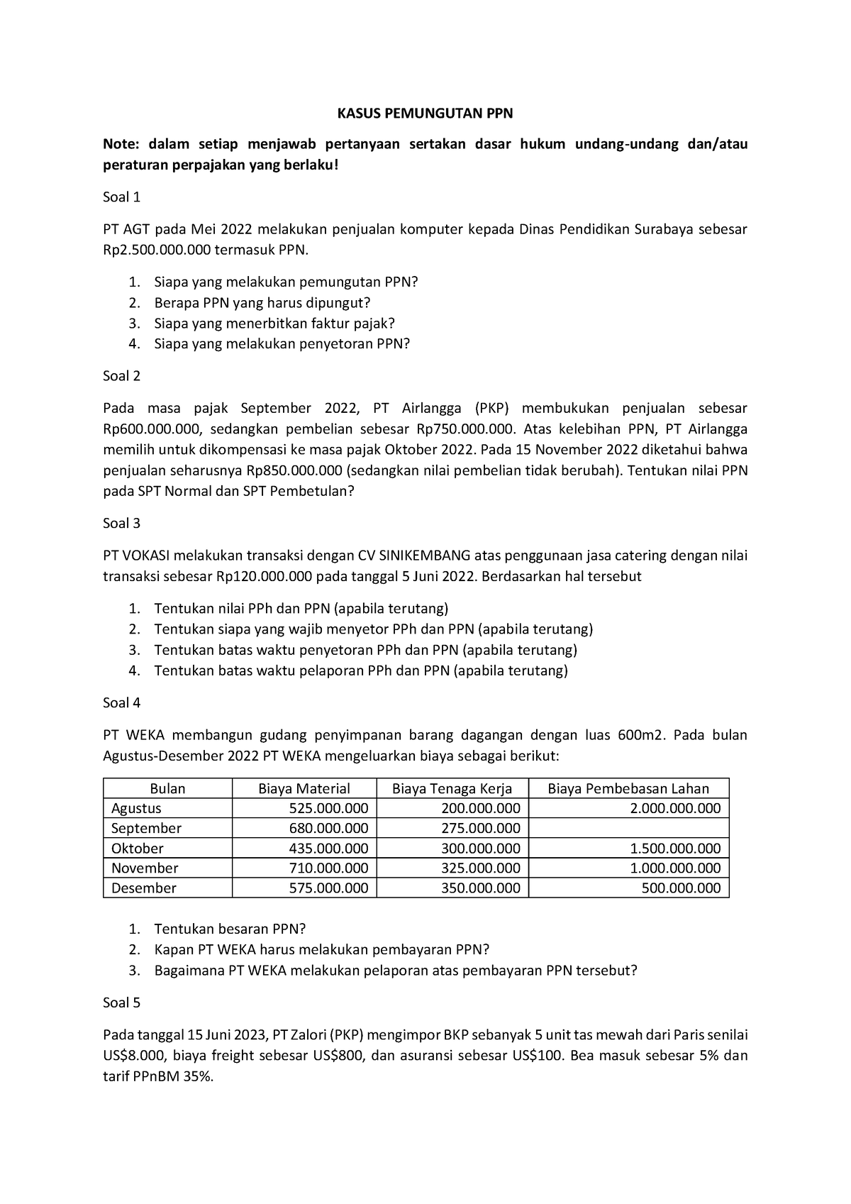 TM 5 Kasus Pajak Pemungutan PPN - KASUS PEMUNGUTAN PPN Note: Dalam ...