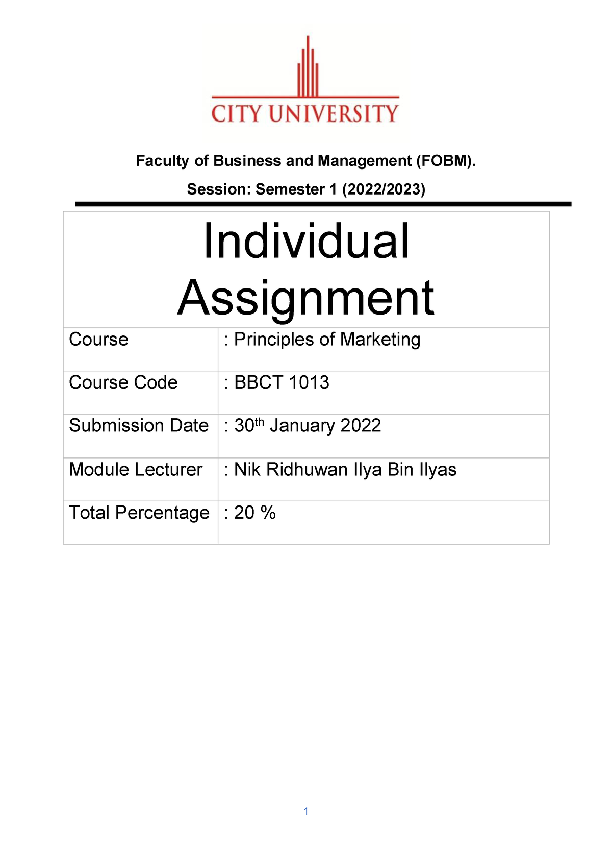 202201 F1159 BBCT1013 Assignment 1 - Faculty Of Business And Management ...