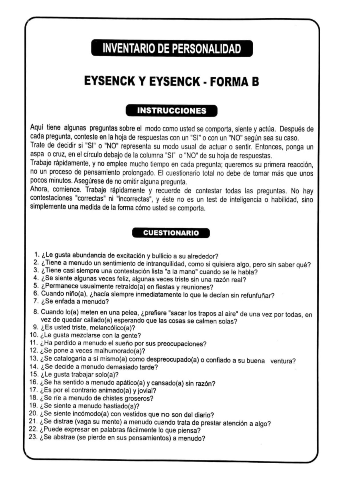 02 Formatos DE Evaluación Eysenck-B - INVENTARIO DE PERSONALIDAD ...