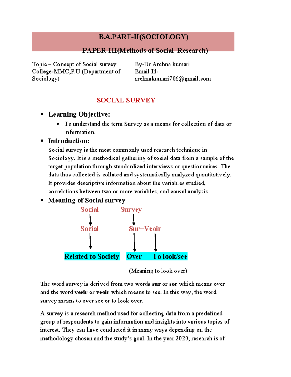 sociology research project survey answers