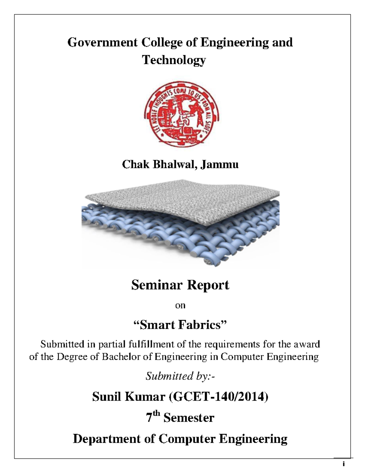 Smart Fabrics Seminar Report - I Government College Of Engineering And ...