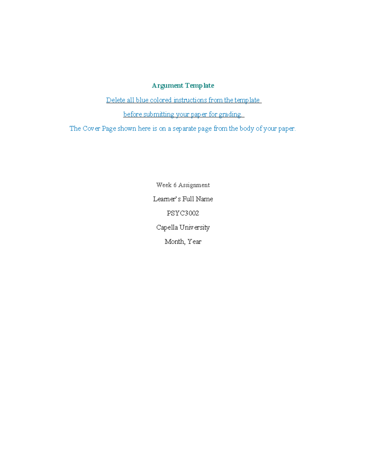 Argument Template - Argument Template Delete all blue colored ...