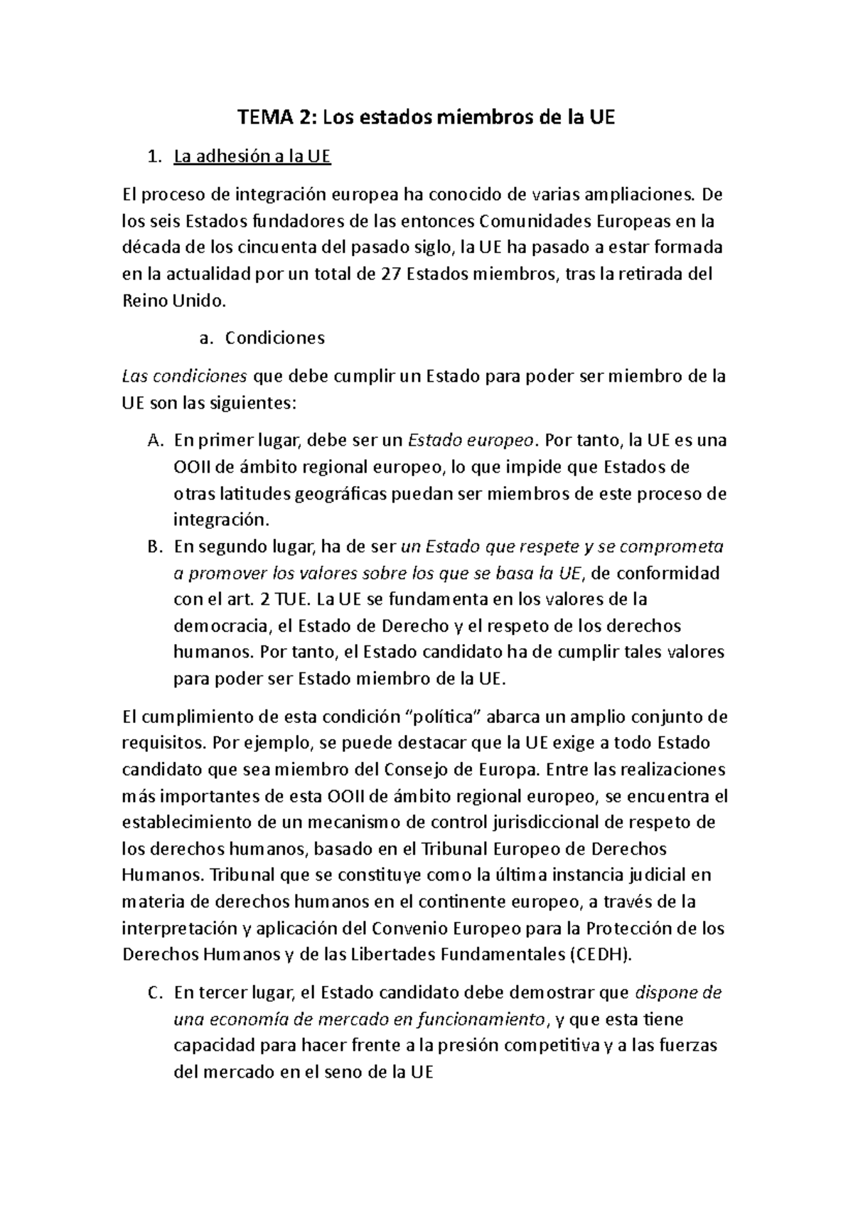 TEMA 2 Derecho De La Union Europea - TEMA 2: Los Estados Miembros De La ...