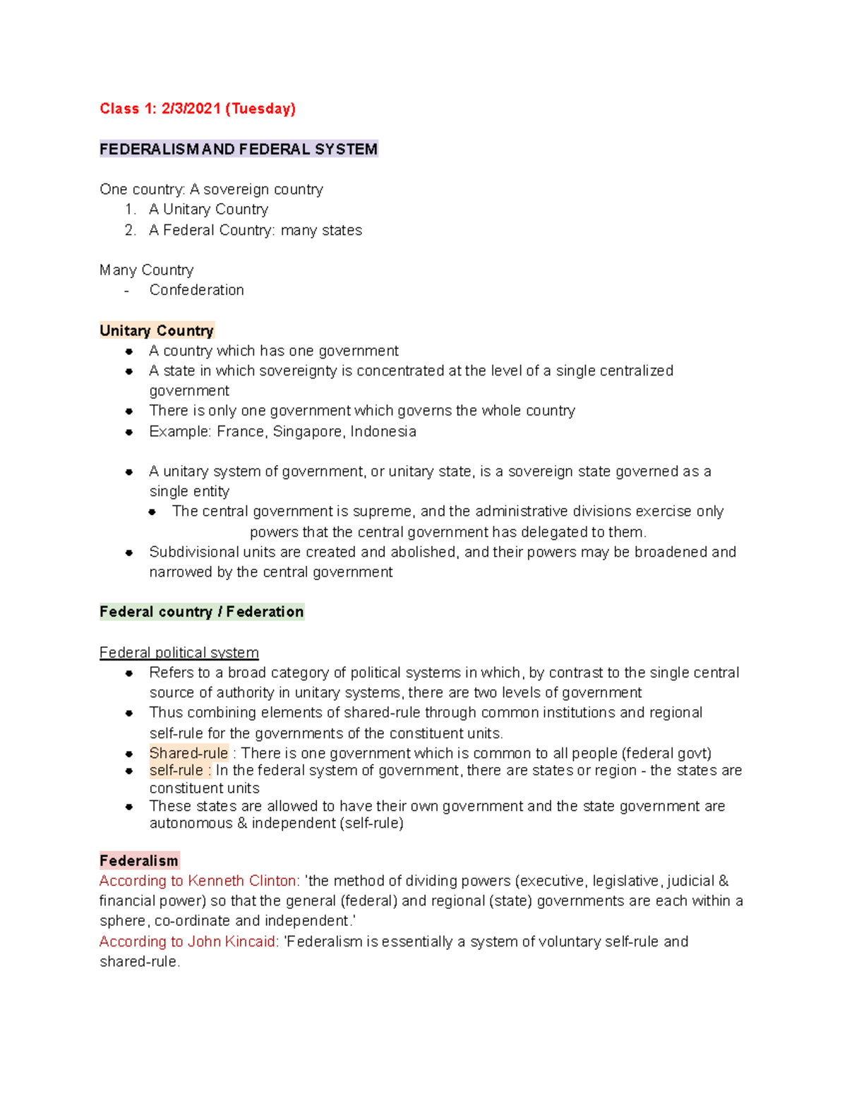 Constitutional law lecture notes (copyright reserved) - Class 1: 2/3/ ...