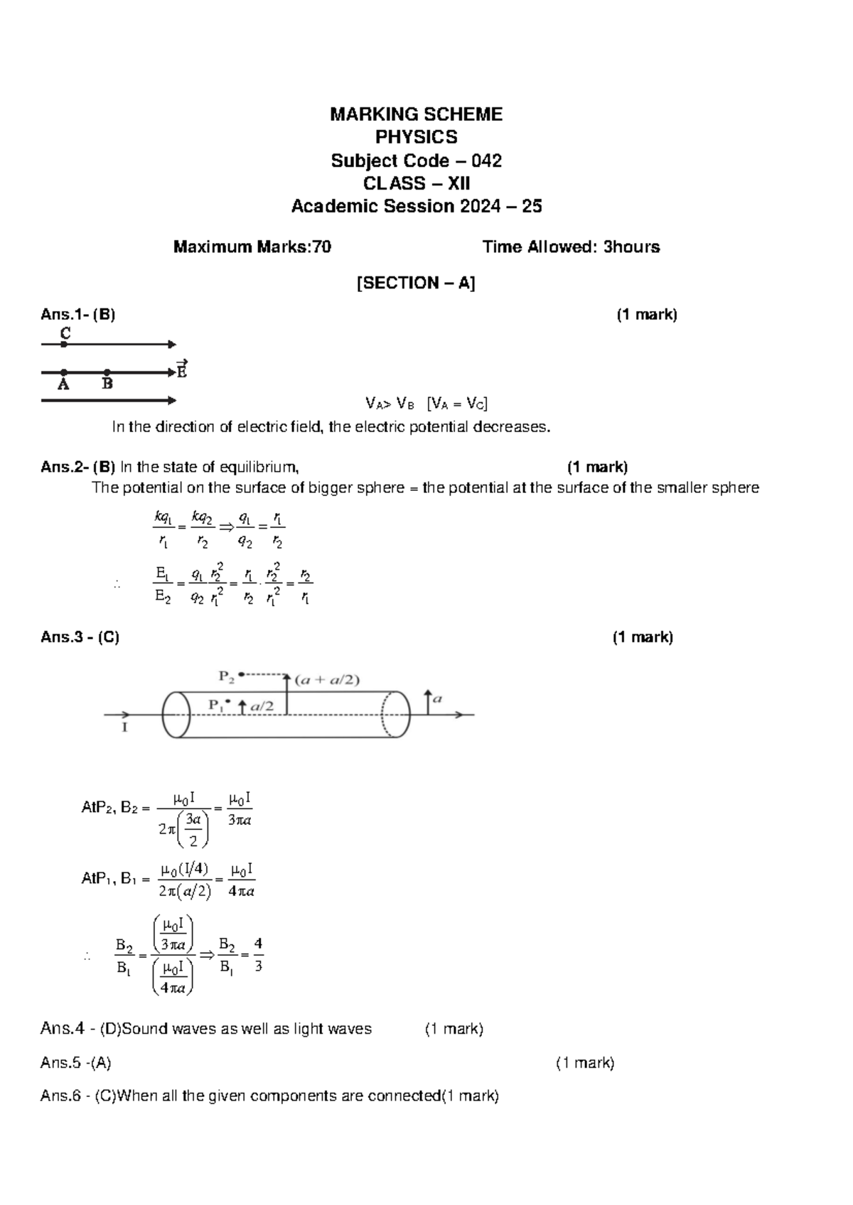 Physics-MS - Nothing - MARKING SCHEME PHYSICS Subject Code – 042 CLASS ...