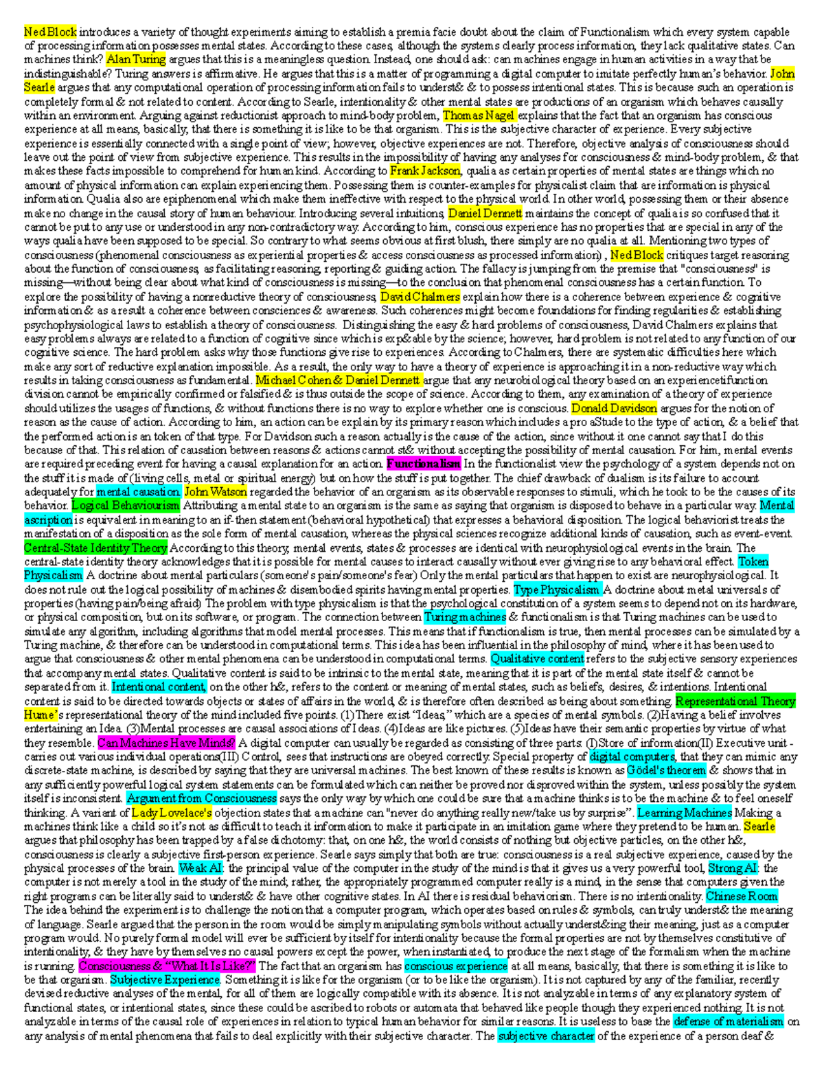 Metaphysics and Mind Final Cheat Sheet PHIL 2370 U of G Studocu