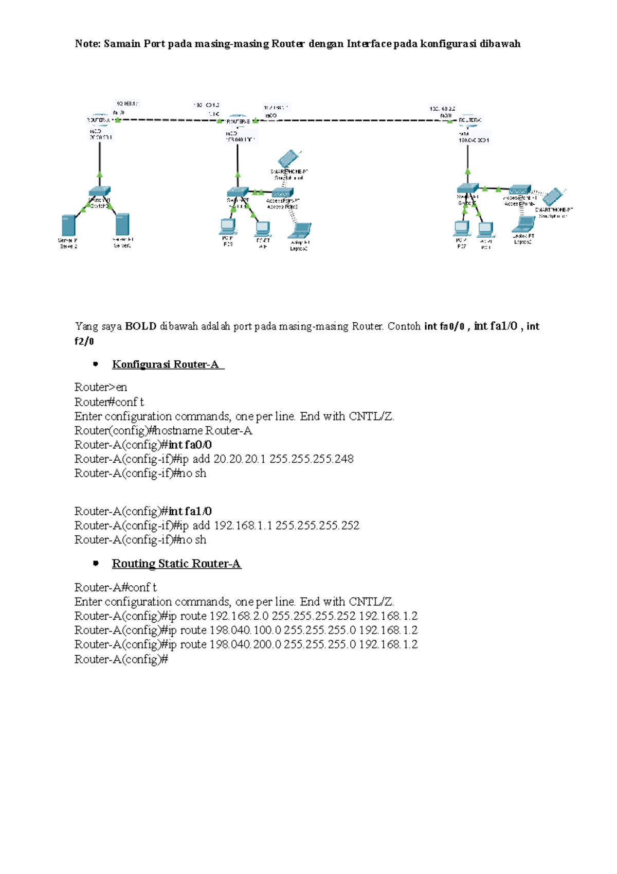 Konfigurasi Router json Note Samain Port pada masingmasing Router