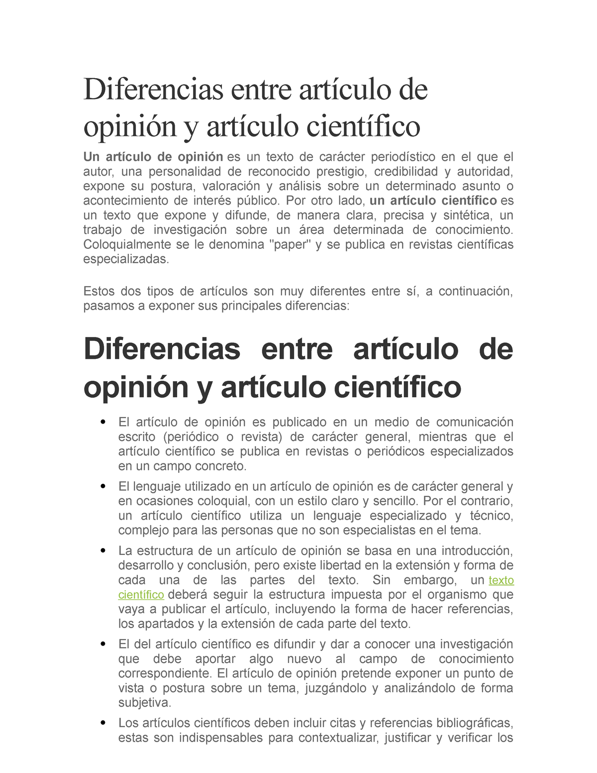 Diferencias Entre Articulo De Opinión Y Cientifico Diferencias Entre Artículo De Opinión Y 5773