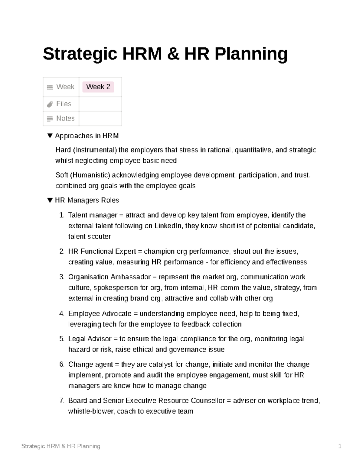Strategic HRM HR Planning Strategic HRM & HR Planning Week Week 2