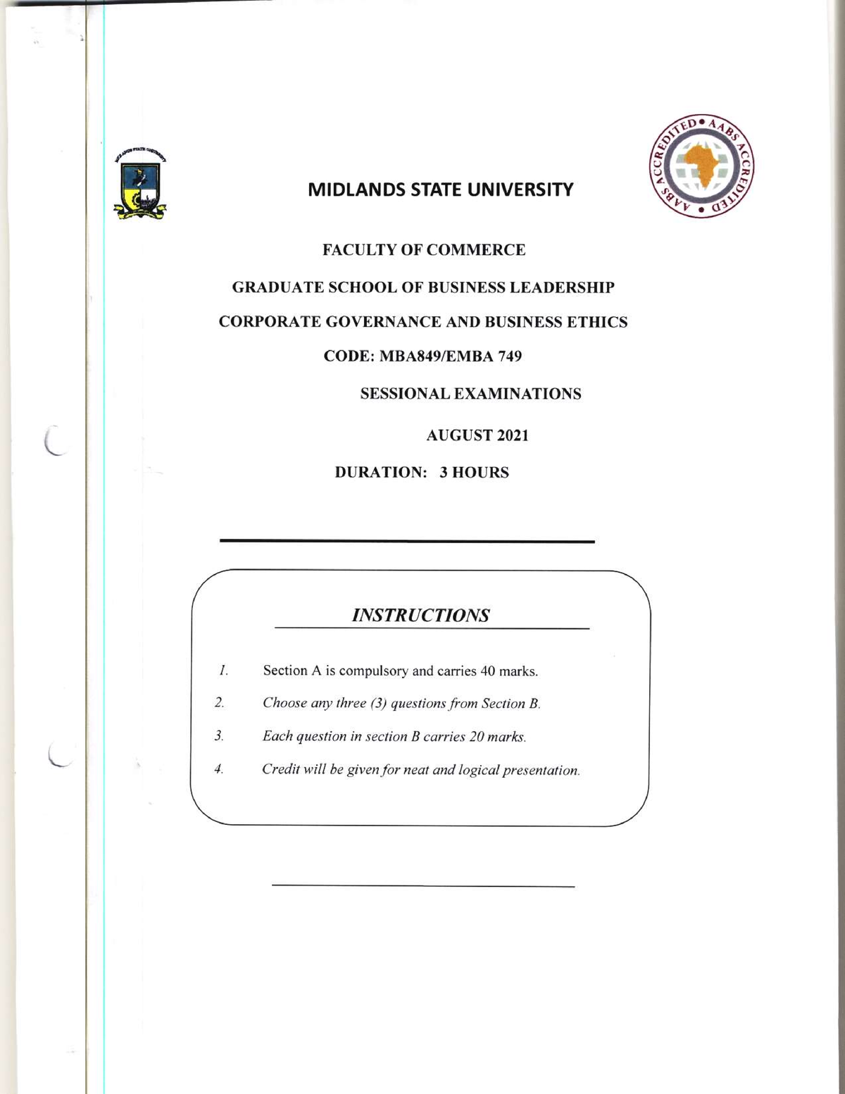 MBA849 August 2021 - Summary Corporate Governance And Business Ethics ...