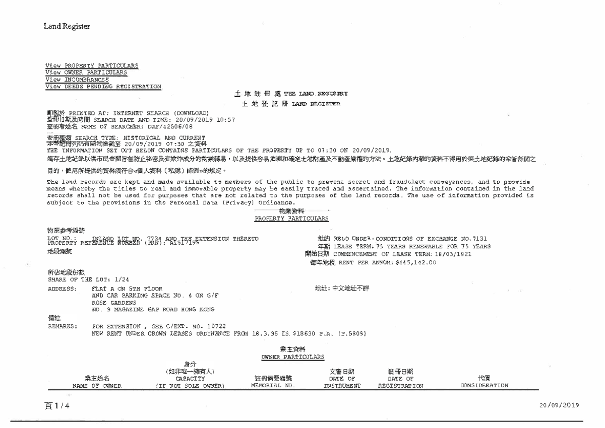 Land Registry searches - Land Re最椀ster View PROPERTY PARTICULARS View ...