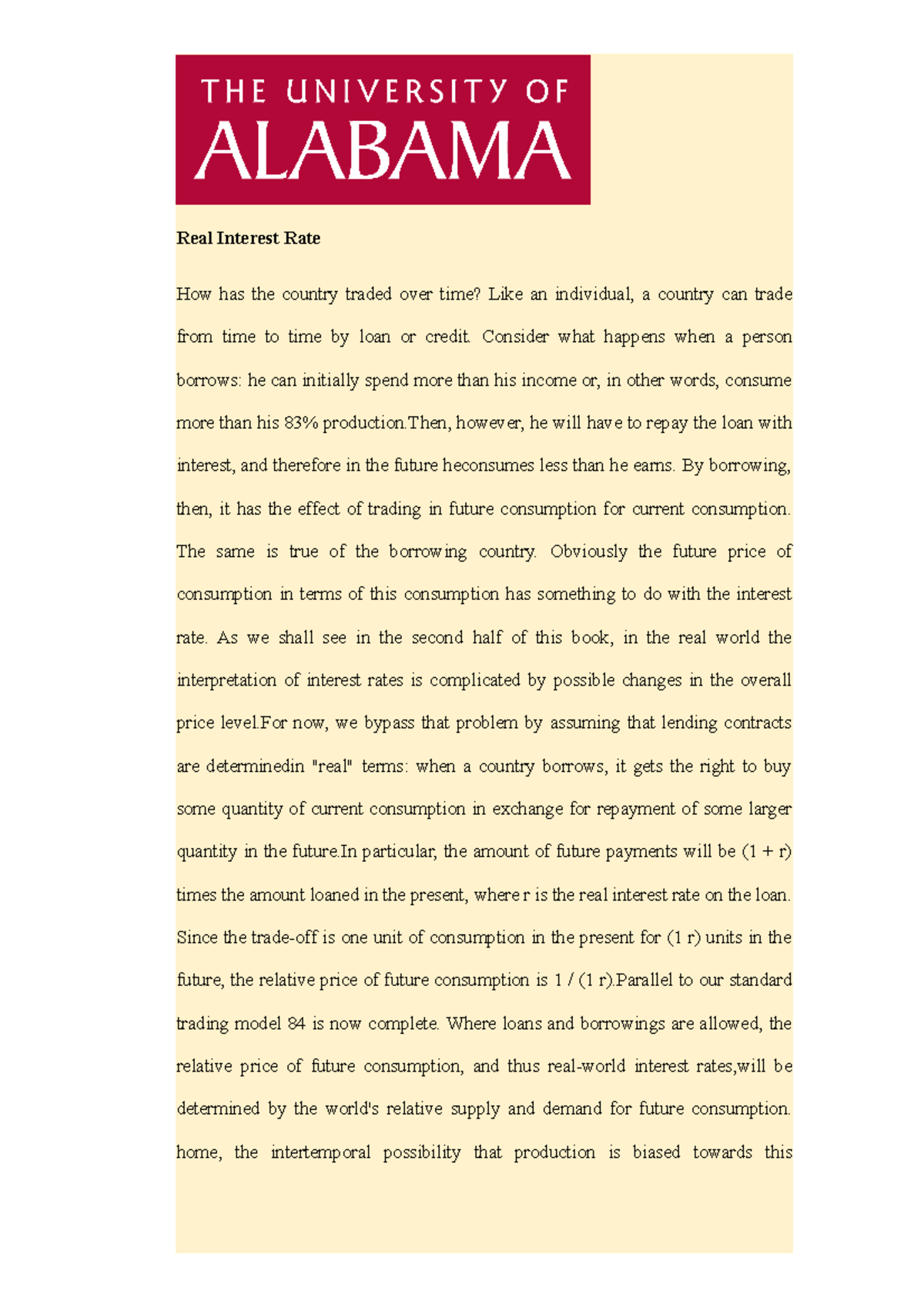 Lecture Documents Economics Real Interest Rate Real Interest Rate