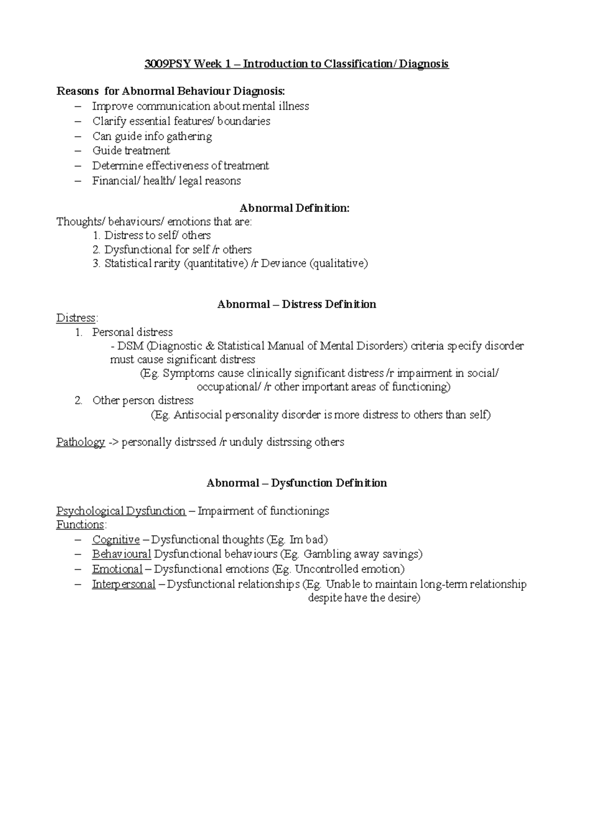 3009PSY Topic 1 - 3009PSY Week 1 – Introduction to Classification ...