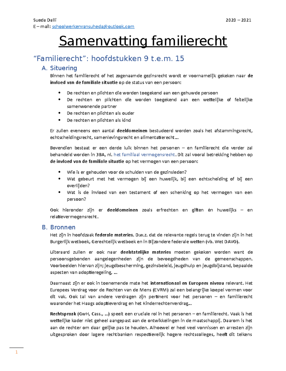 Samenvatting-Familierecht - E – Mail: Schoolwerkenvansuheda@outlook ...