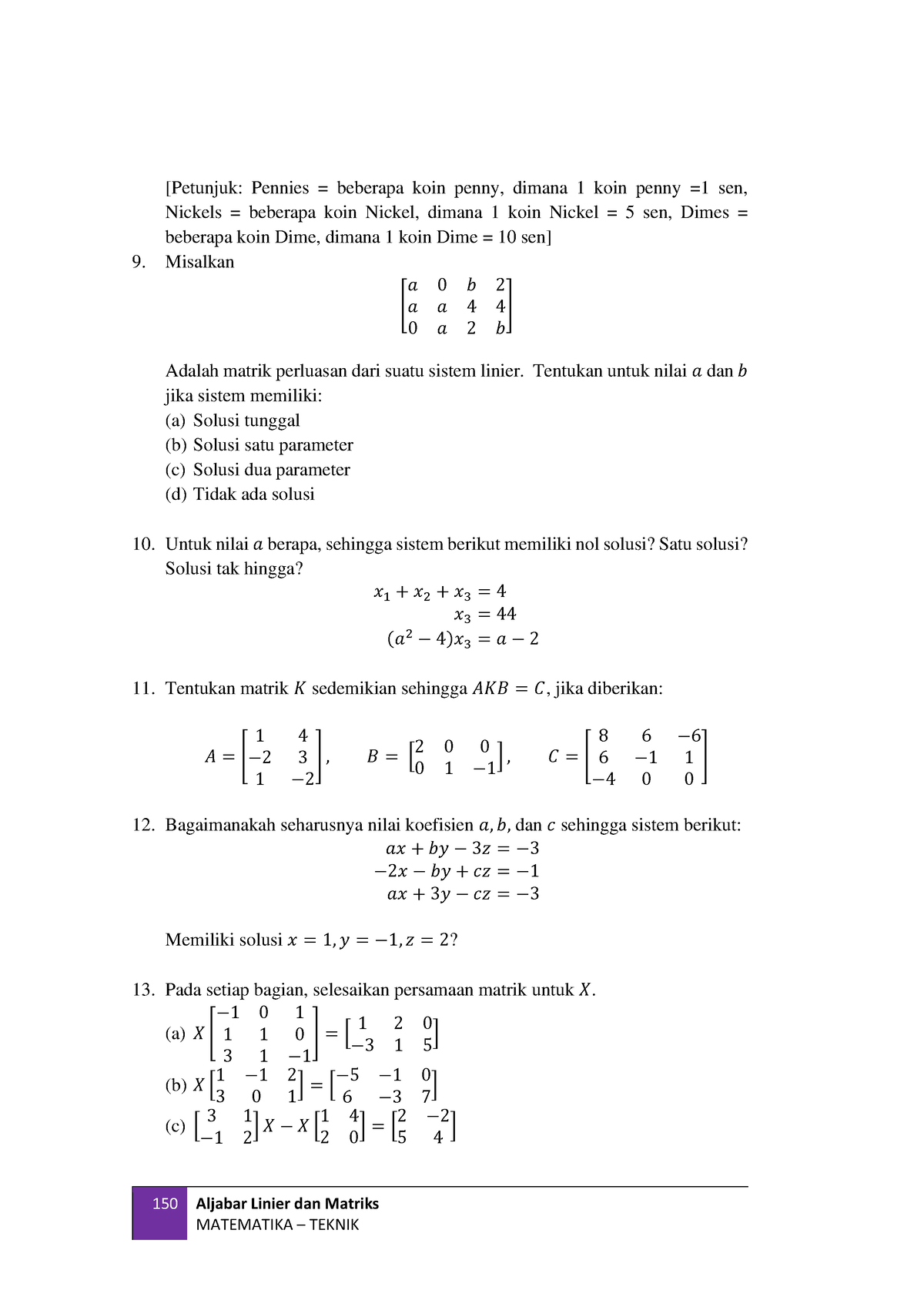 Aljabar Linier Dan Matrik Joko Soebagyo Et 150 Aljabar Linier Dan Matriks Matematika Teknik 8451