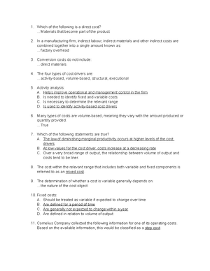 ADMS2510-Ch - ADMS2510 ch3 - CHAPTER 3: BASIC COST MANAGEMENT CONCEPTS ...