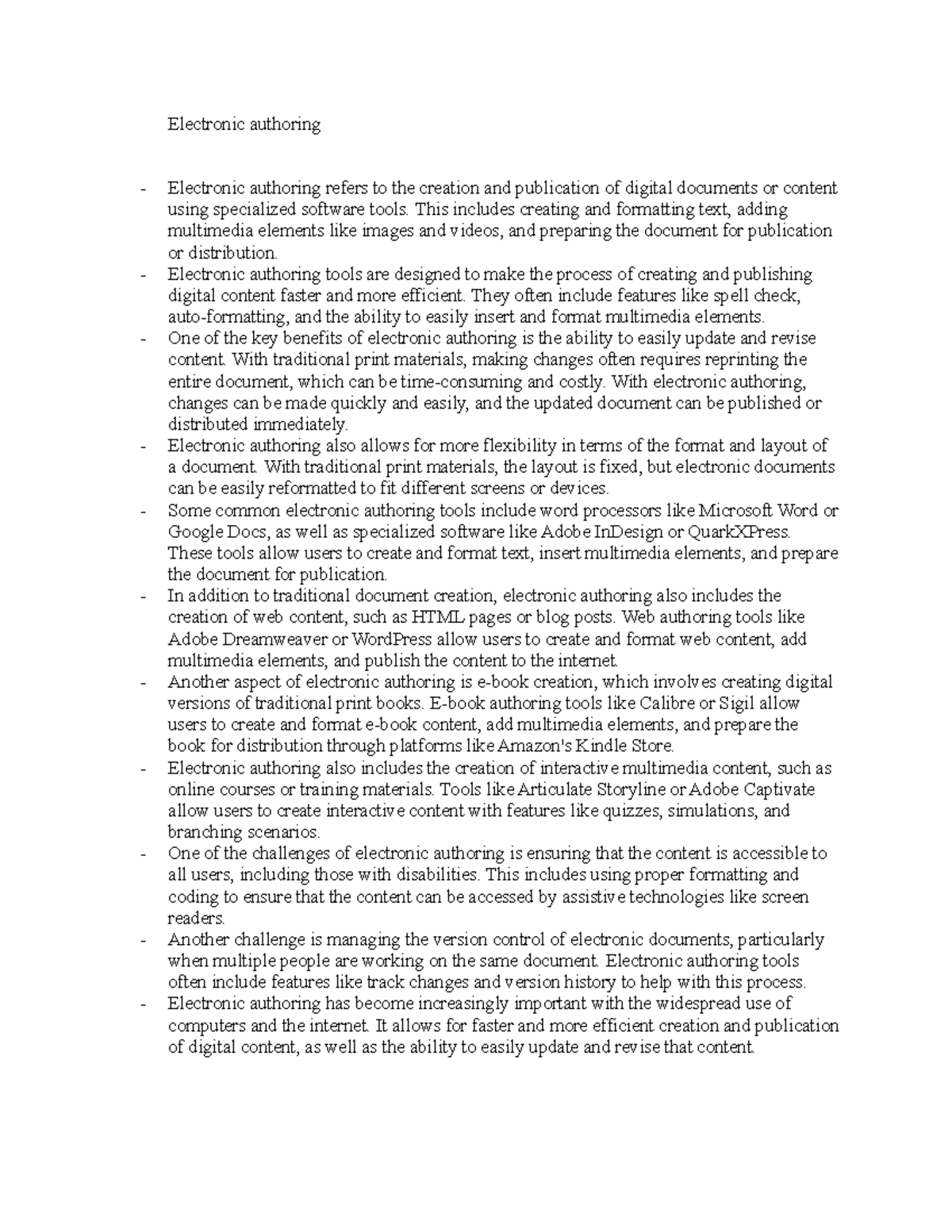Electronic Authoring Electronic Authoring Electronic Authoring Refers