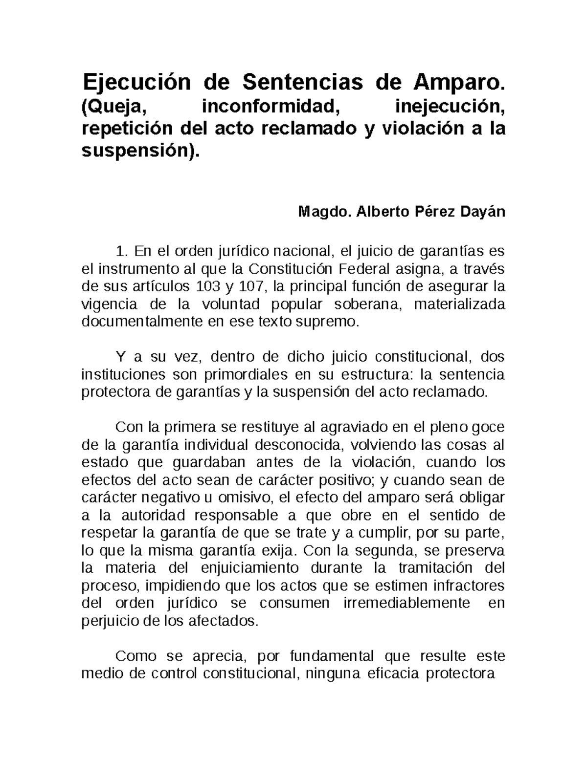 Ejecucion Sentencias De Amparo Queja Inconformidad Inejecución ...