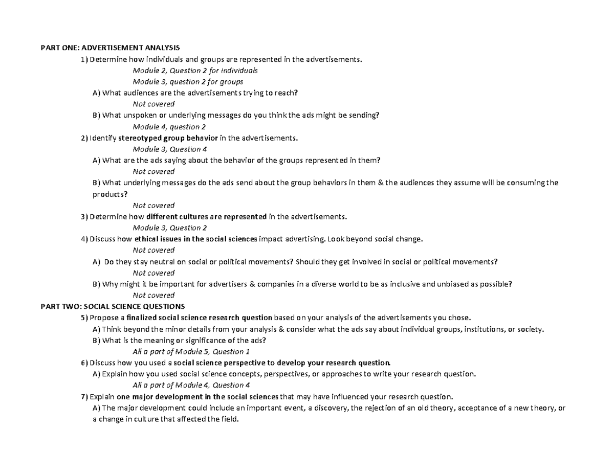 SCS 100 Final Project Cheatsheet - B) What Is The Meaning Or ...