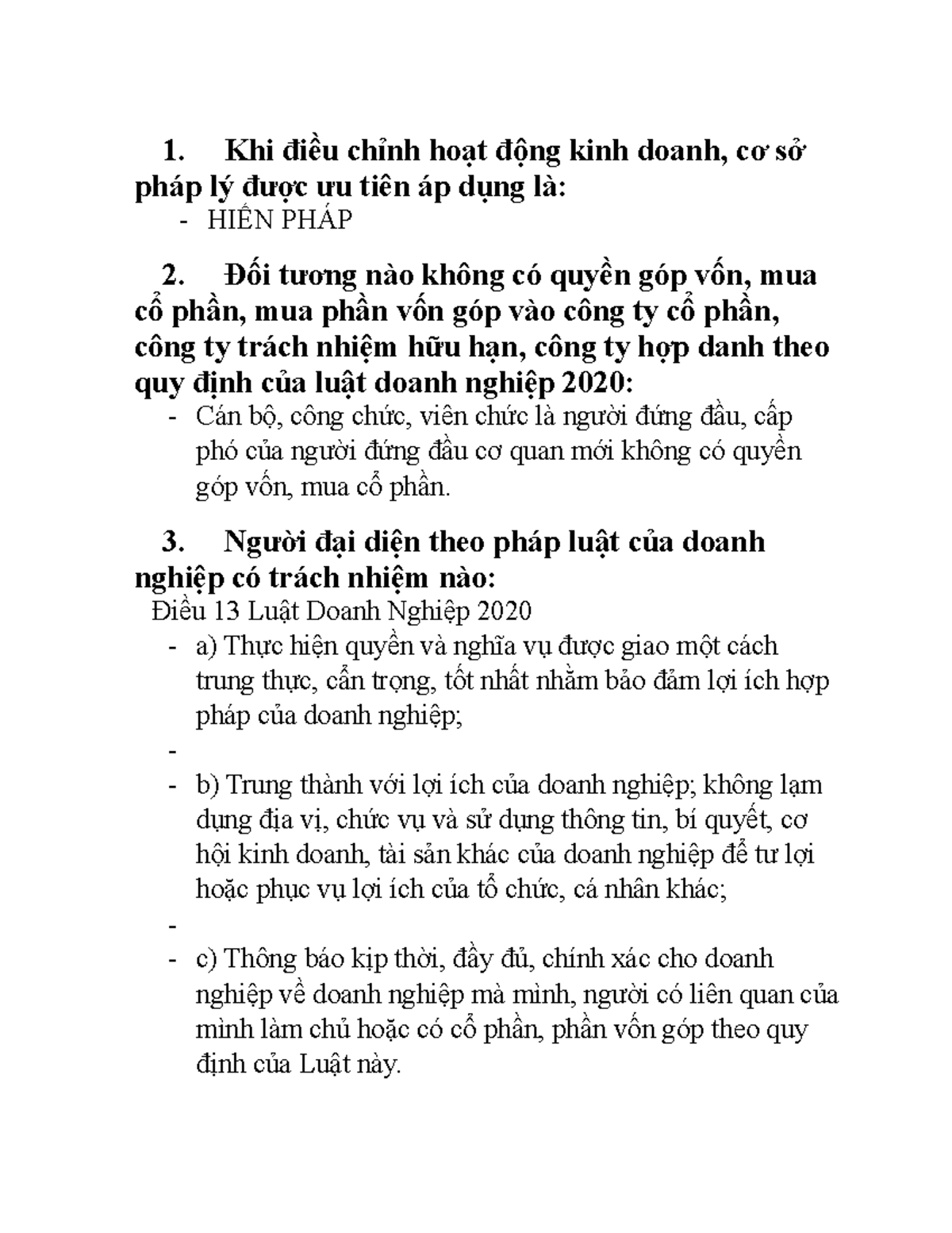 Trac Nghiem Luat Kinh Doanh - 1. Khi điều Chỉnh Hoạt động Kinh Doanh 