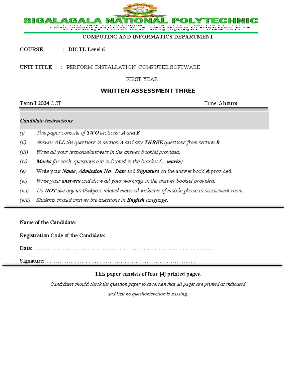 Install computer software second assessement 081531 computing and