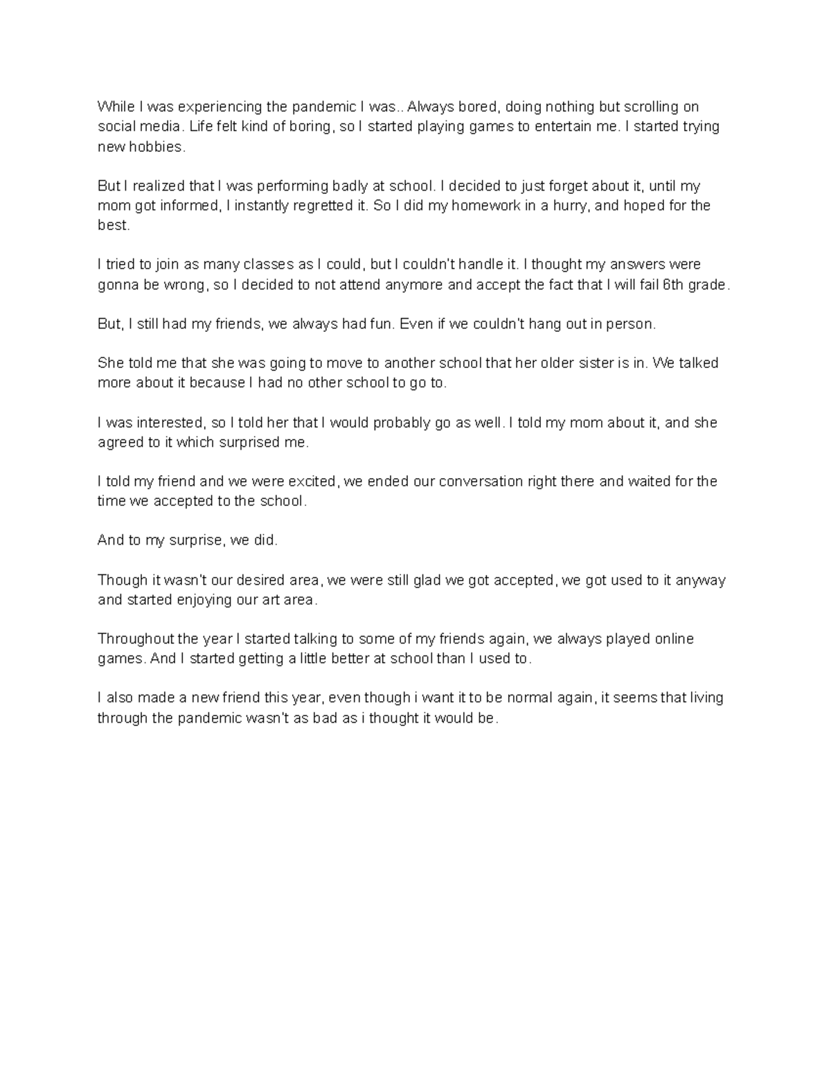 Ayeesha Perrera - a script written by a student for media arts - While ...