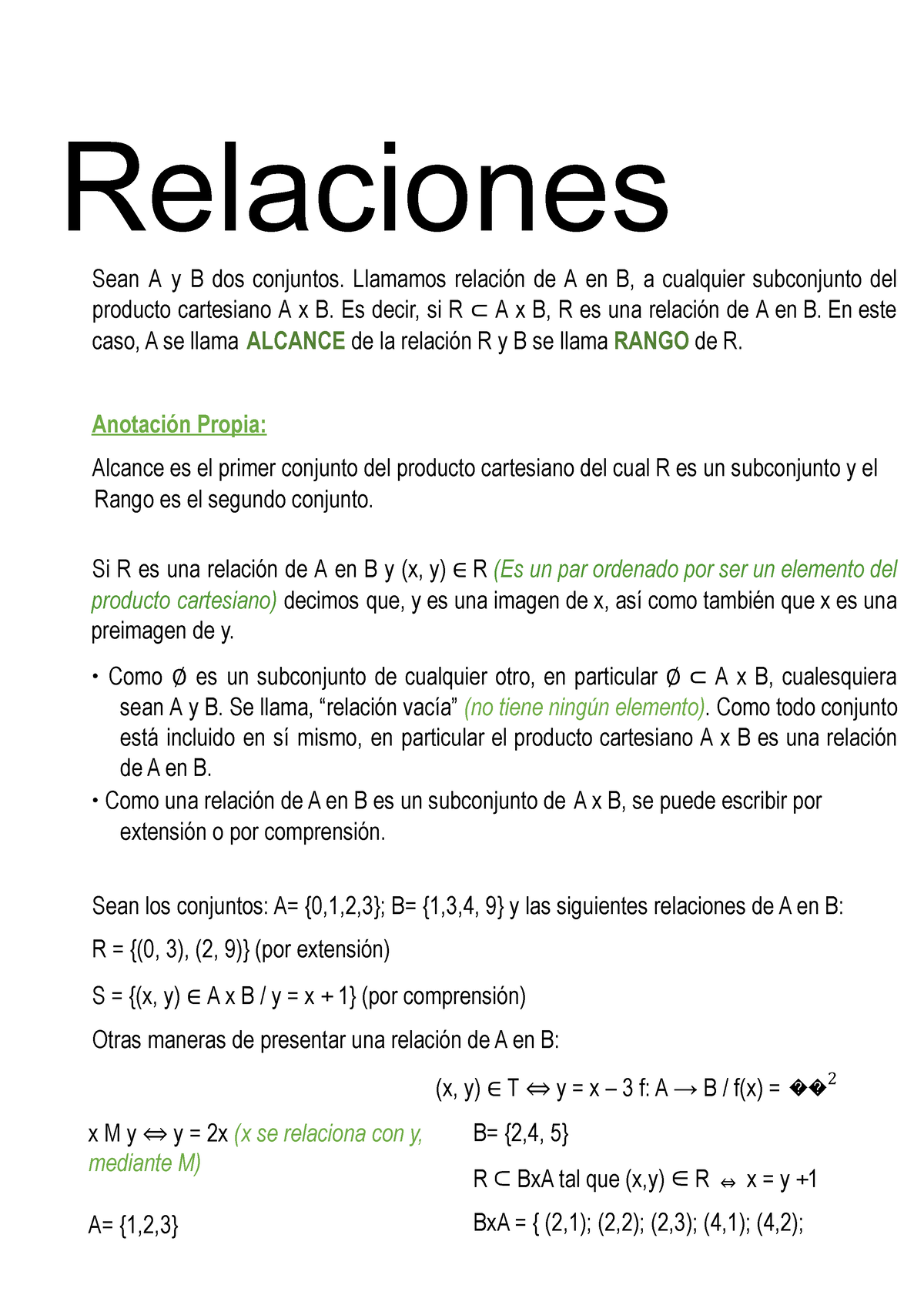 Algebra - Relaciones Y Funciones Pdf - Relaciones Sean A Y B Dos ...