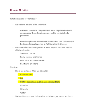 HMD ch 6 - chapter 6 notes - Human nutrition chapters 6- Chapter 6 ...