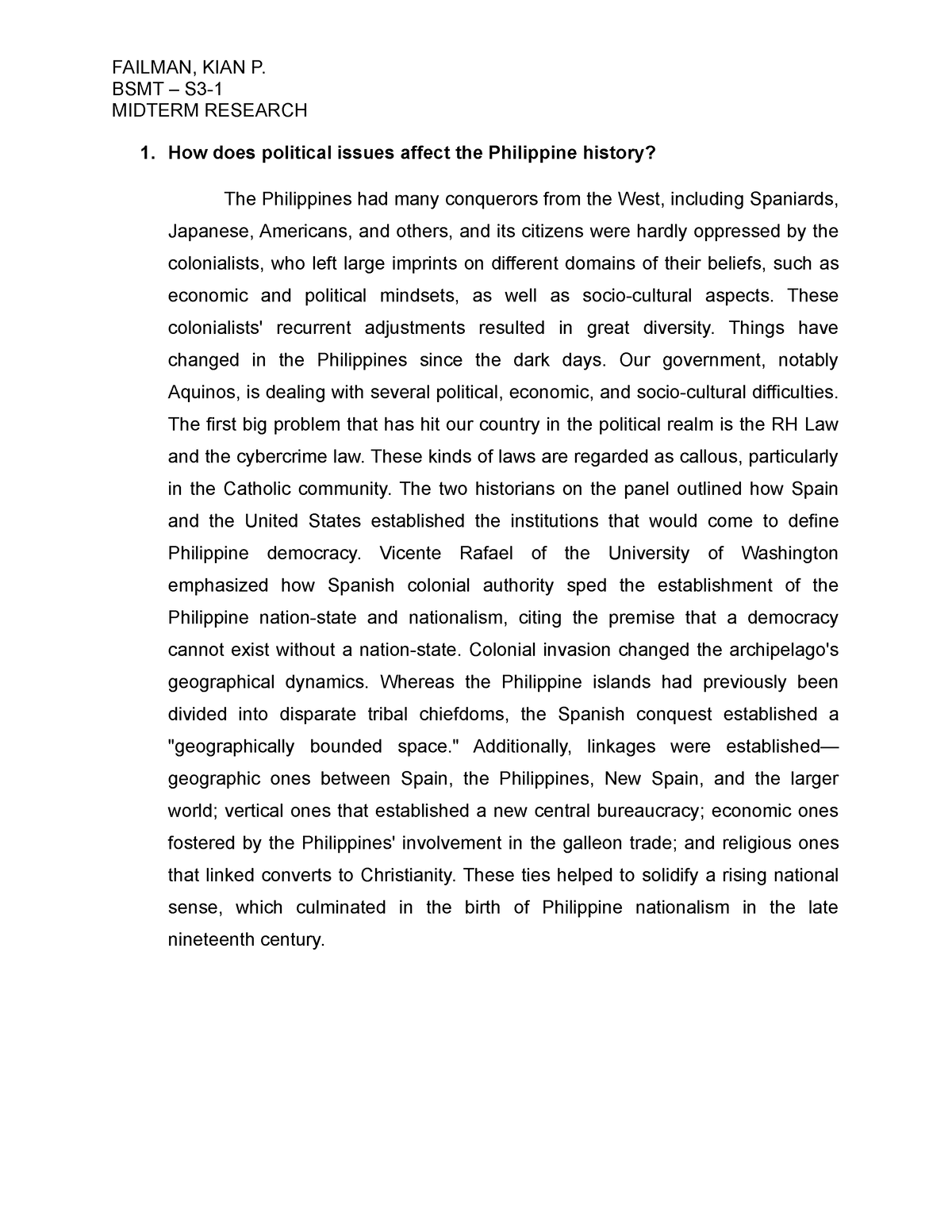 research paper about political issues in the philippines