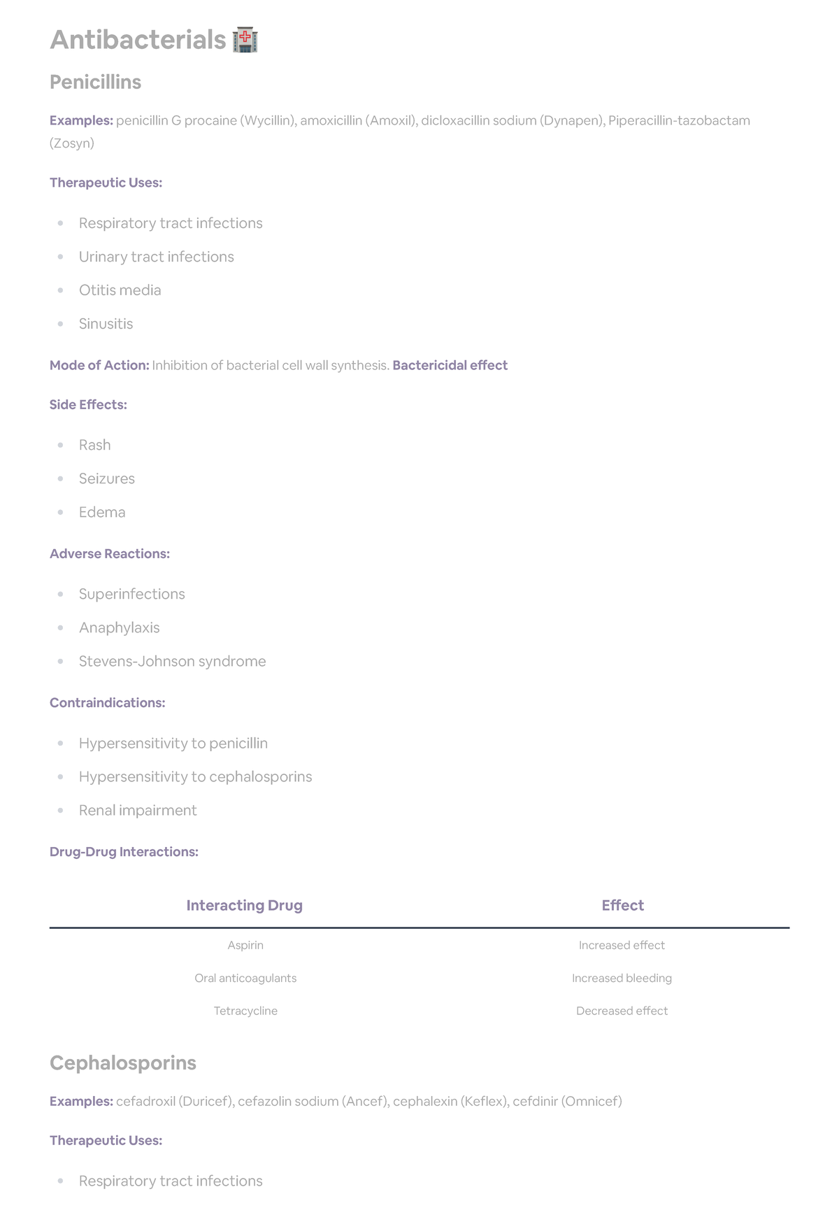 Antibacterials outline - Antibacterials Penicillins Examples ...