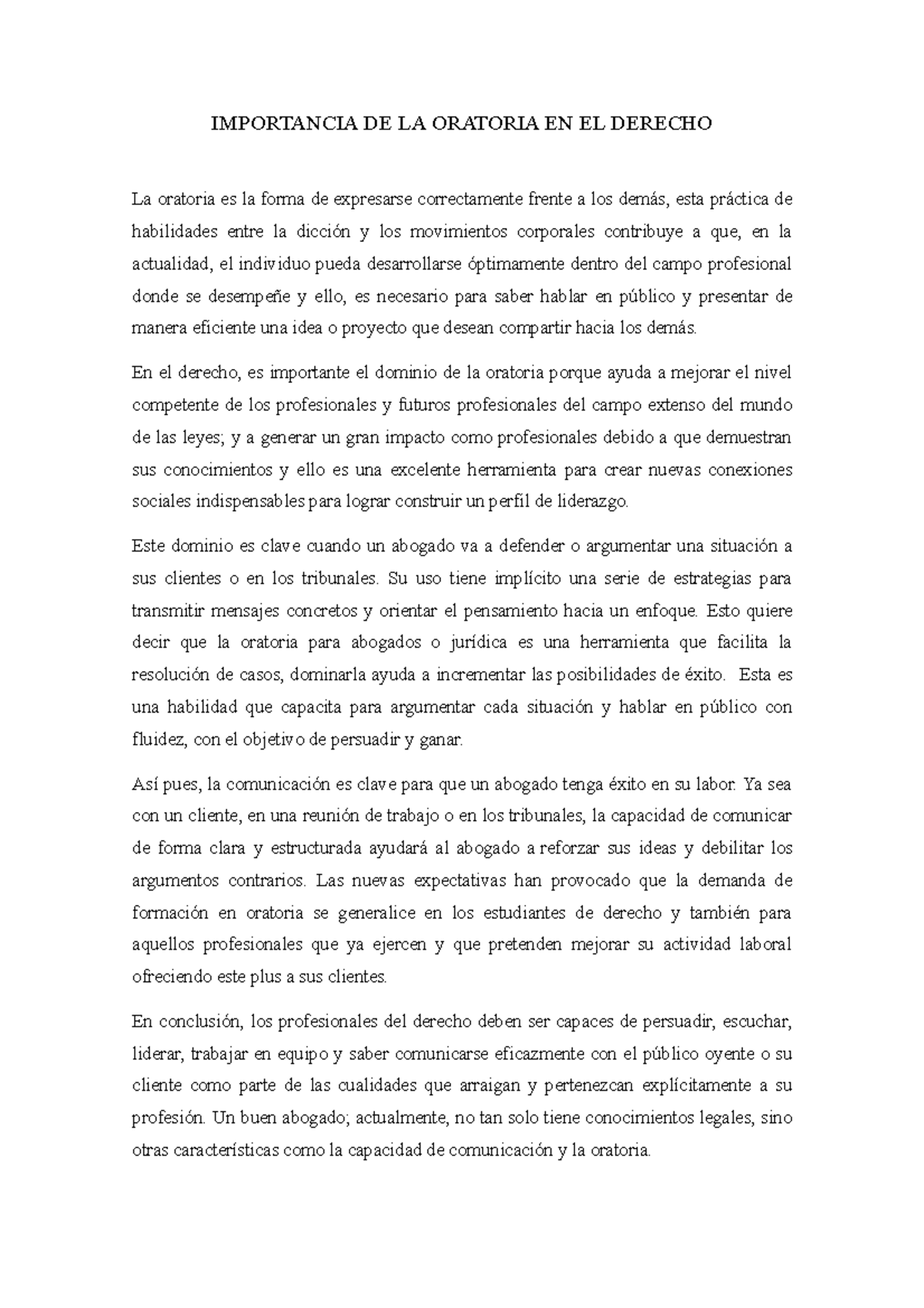 Importancia de la oratoria en el Derecho - IMPORTANCIA DE LA ORATORIA ...