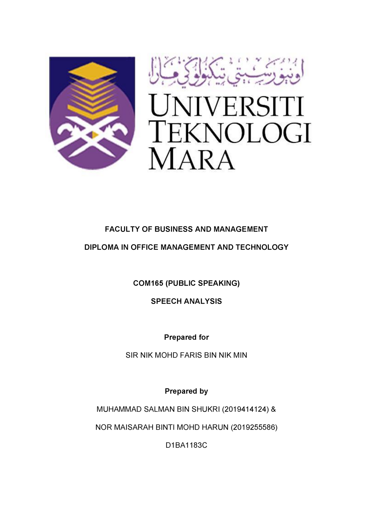 case study assignment uitm