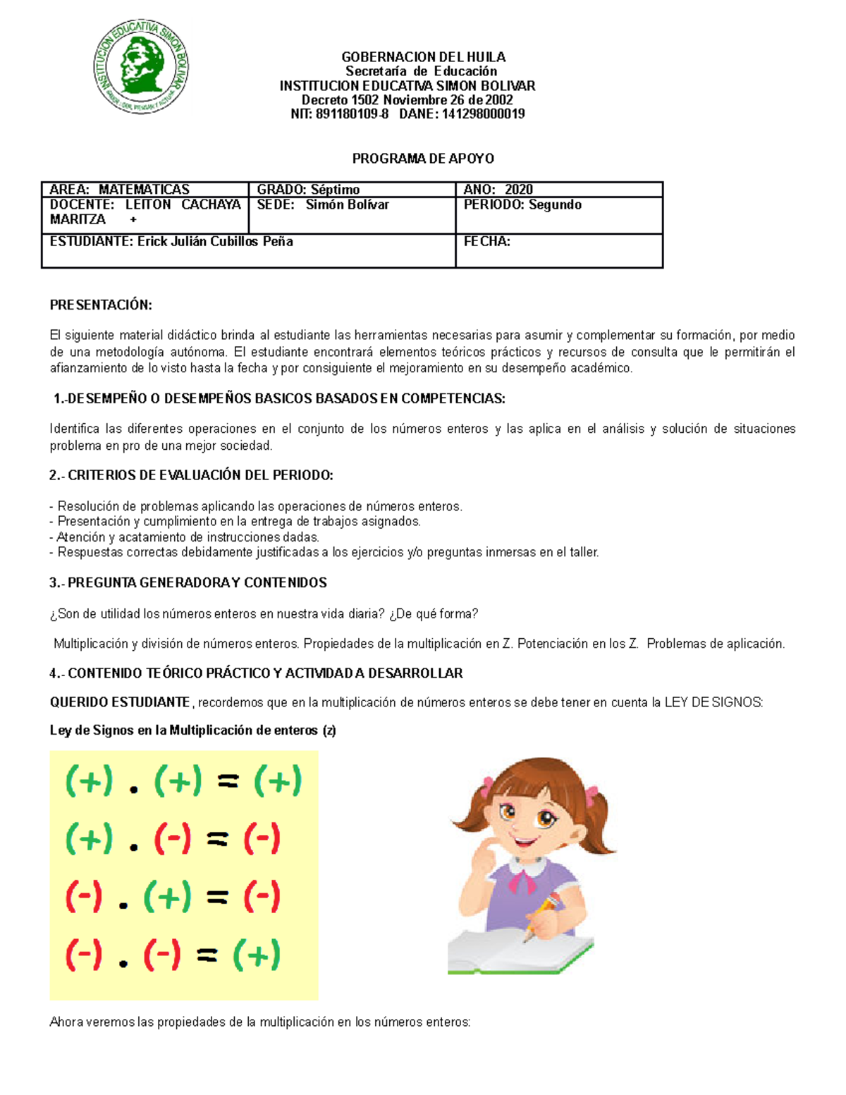 File 13125 Tarea Taller DE Avance- Matemáticas II- Grado Septimo ...