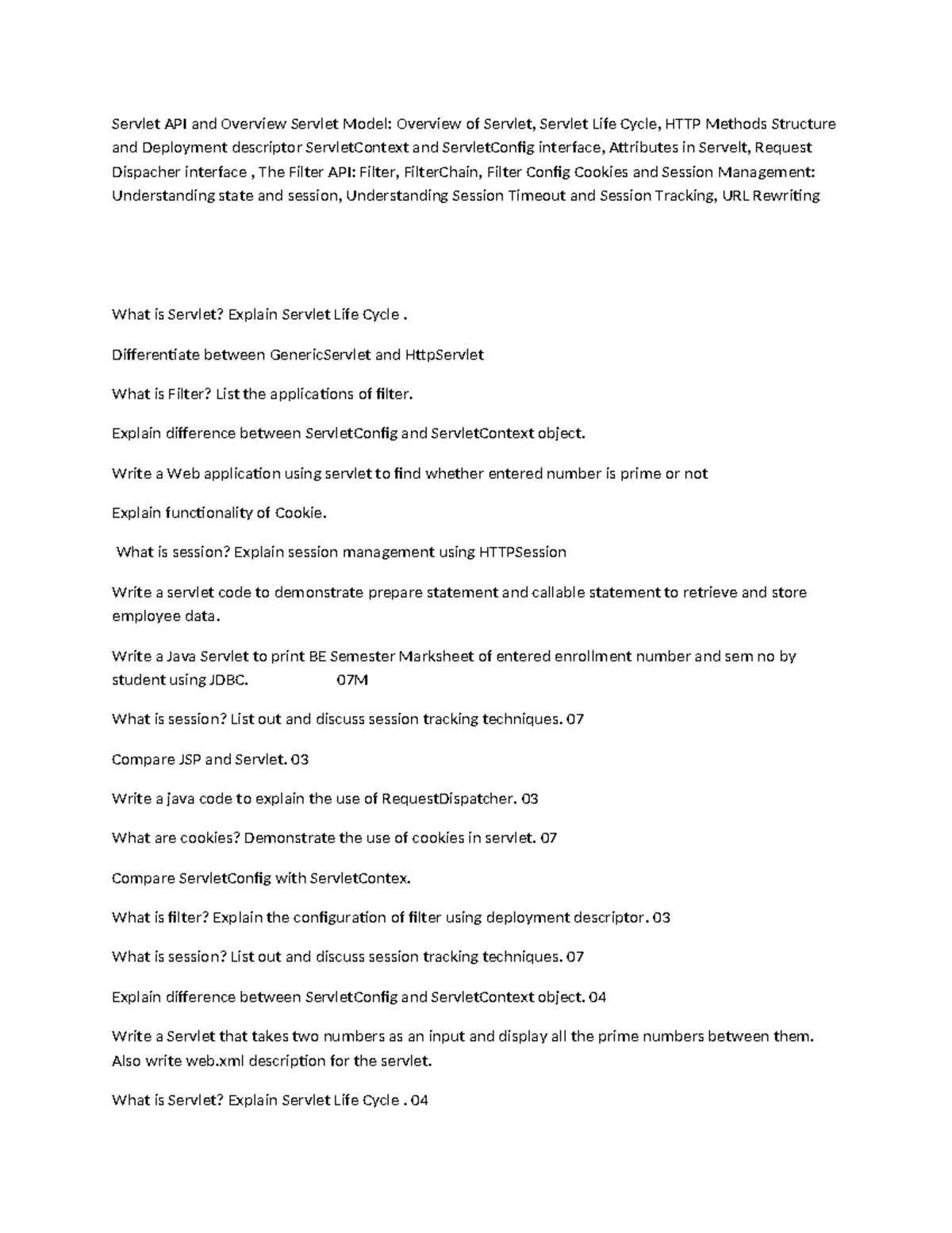 Servlet Questions - this is the wp content - Servlet API and Overview ...