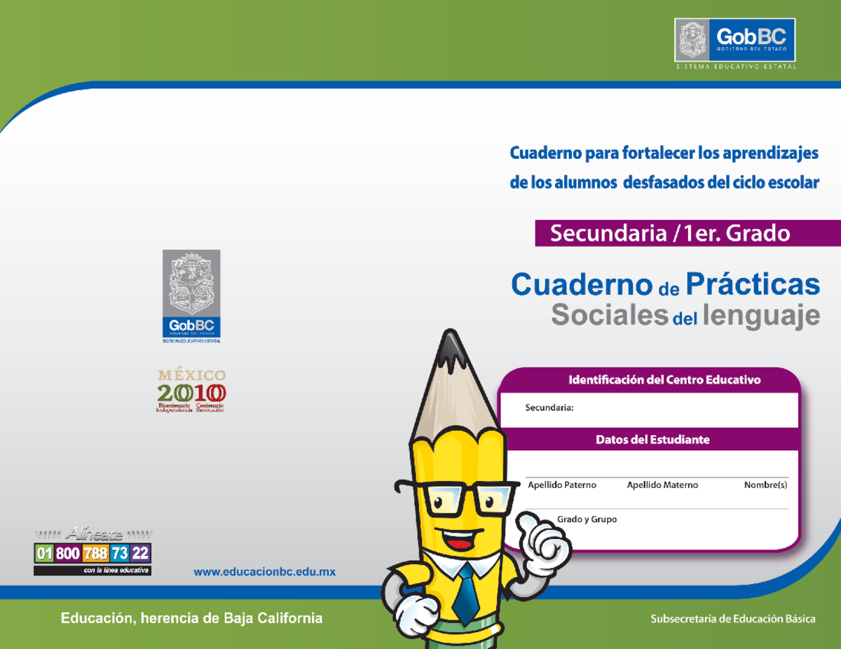 Cuadernillo español 1° secundaria - Lectura y redacción en español