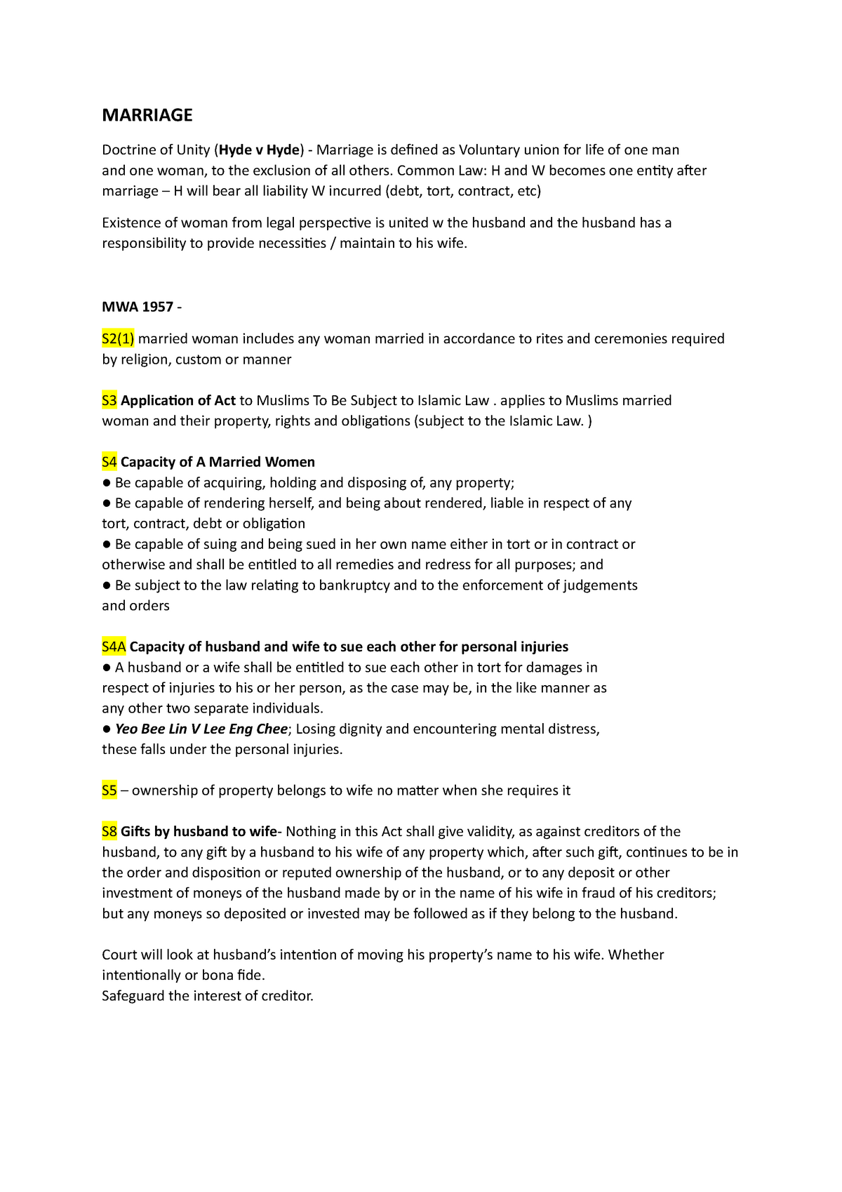 03- Marriage Notes Lecture - Family Law - Studocu