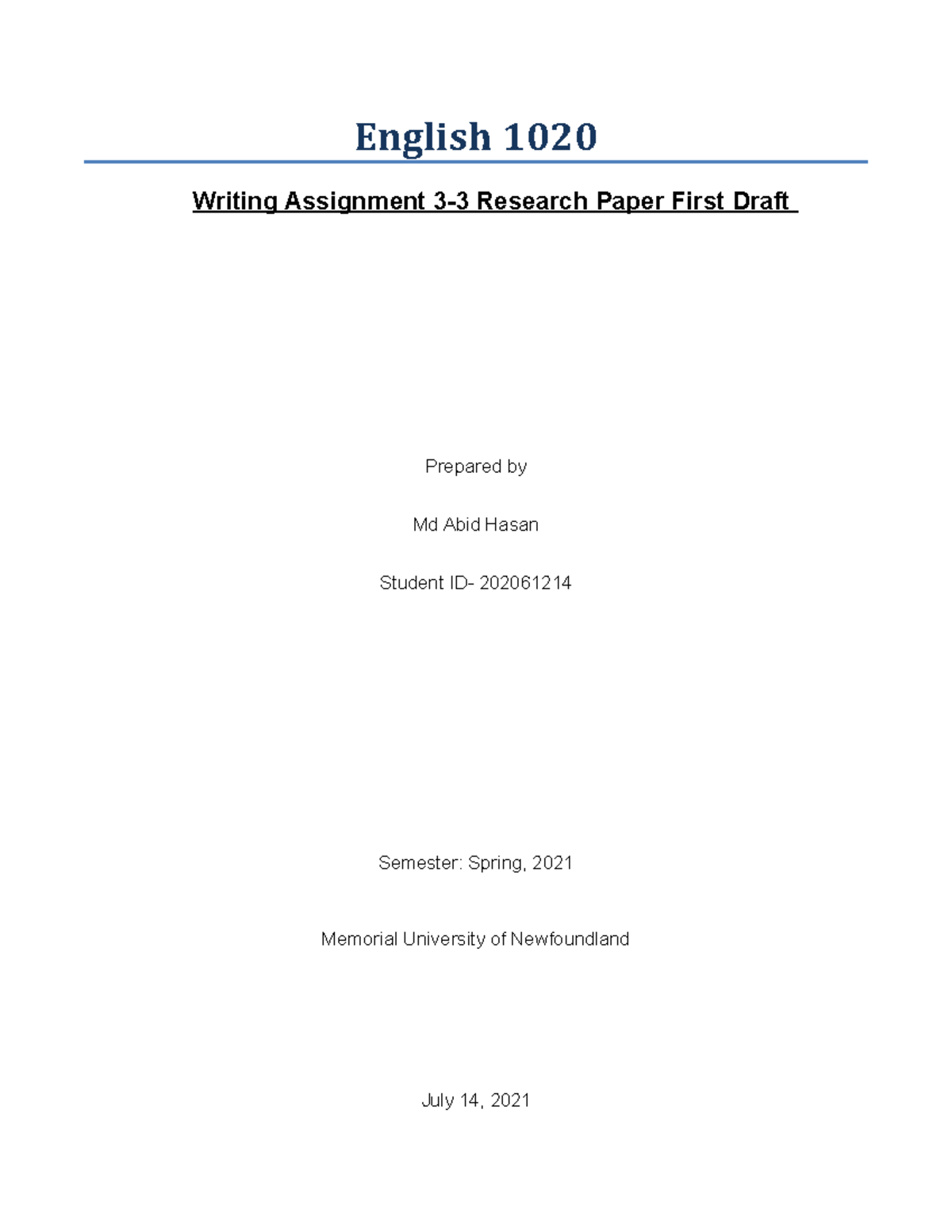 research paper first draft