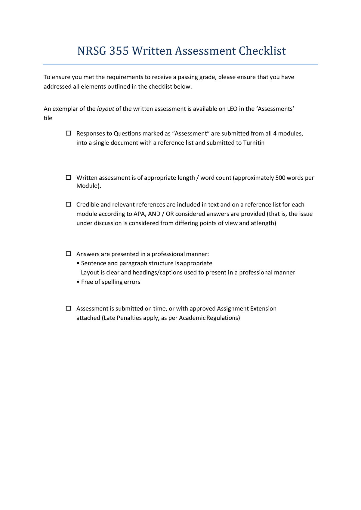 nrsg-355-written-assessment-checklist-nrsg-355-written-assessment